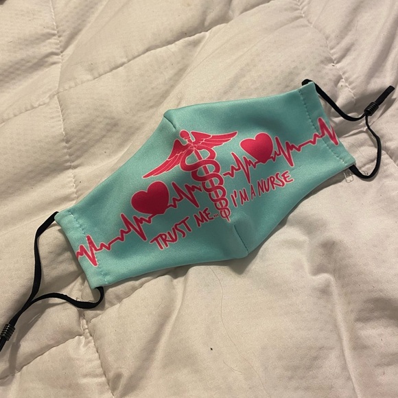 Nurse Themed Blue & Pink Adjustable Face Mask🩺♥️⚕️ - Picture 2 of 9